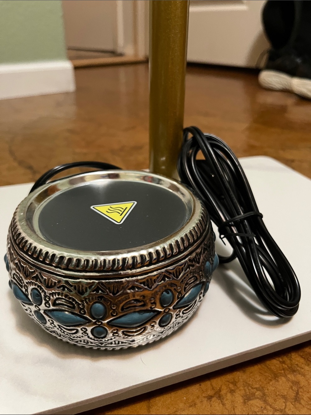 Scentsy Silver & Teal Decorative Electric Wax Warmer Base NEW